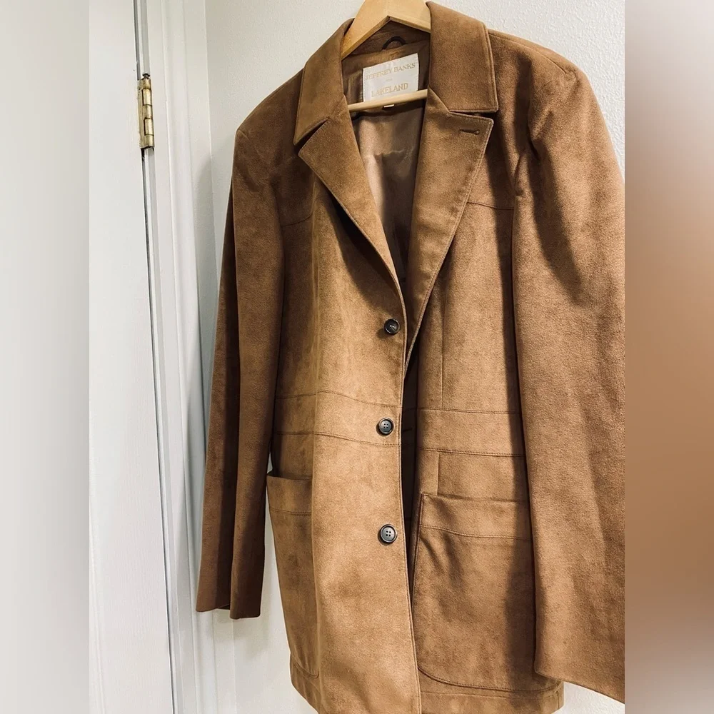 Jeffery Banks for Lakeland Size 46 Brown Ultra Suede Sports Coat Blazer